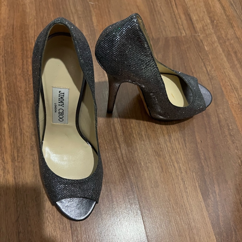 Jimmy Choo Metallic Gray High Heels